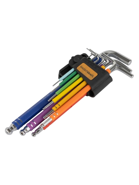 Набор шестигранных ключей WIEDERKRAFT с шаром экстра-длинные 1,5-10 мм, 9 шт, сталь S2 WDK-HL1510