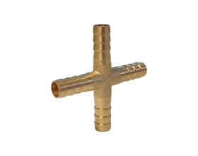 Штуцер соединительный WIEDERKRAFT X-образный елочка для шлангов 8 мм, латунь WDK-24PHB