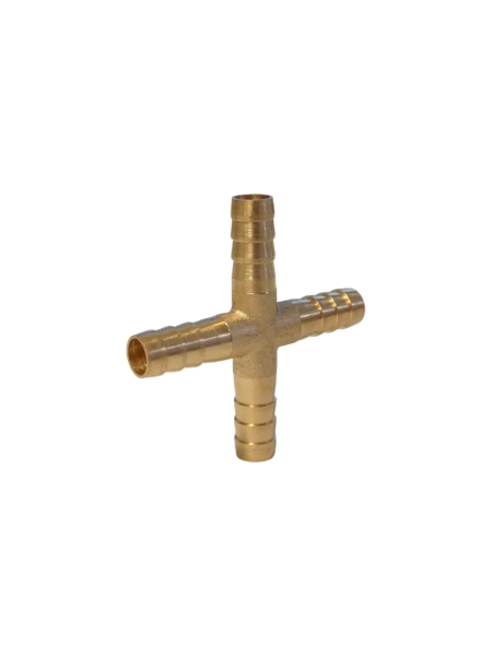 Штуцер соединительный WIEDERKRAFT X-образный елочка для шлангов 8 мм, латунь WDK-24PHB