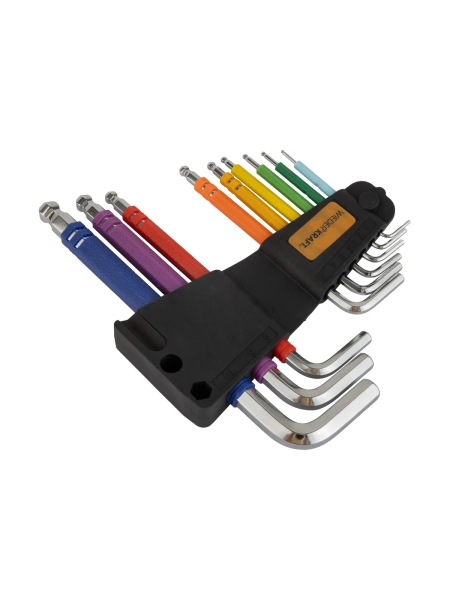 Набор шестигранных ключей с шаром WIEDERKRAFT 1,5-10 мм, 9 шт, сталь S2 WDK-HS1510