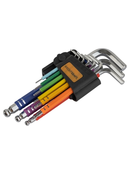 Набор шестигранных ключей с шаром WIEDERKRAFT 1,5-10 мм, 9 шт, сталь S2 WDK-HS1510