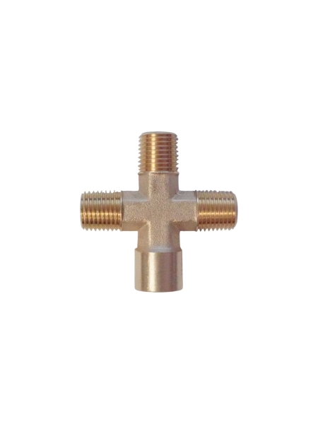 Фитинг X - образный WIEDERKRAFT резьба 1/4 PT, F-M-M-M (внутренний/внешний), латунь WDK-23MFB
