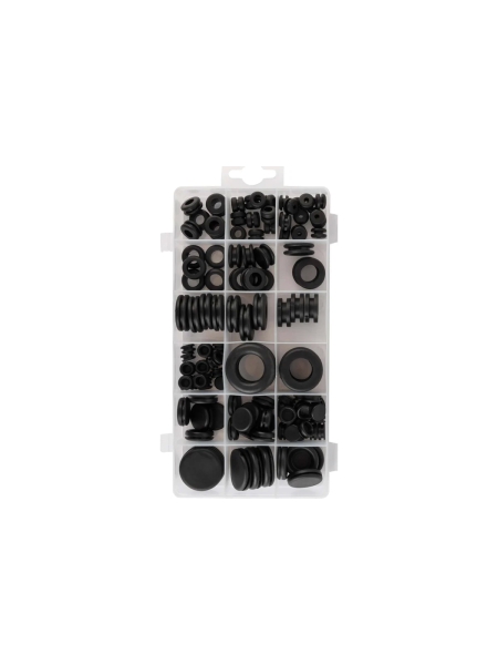 Набор уплотнительных колец и заглушек резиновых, черных, WIEDERKRAFT 125 шт WDK-214042-2