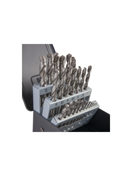 Набор сверл по металлу в металлическом кейсе (25 шт; 1-13 мм; шаг 0.5 мм; HSS-G) WIEDERKRAFT WDK-DG25