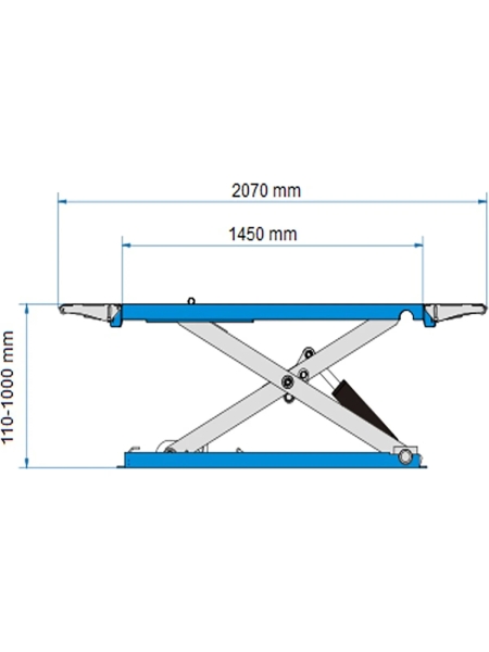 Ножничный подъемник WIEDERKRAFT 3.5 т, напольный, незаглубляемый, 110-1000 мм, 380 В WDK-505Z