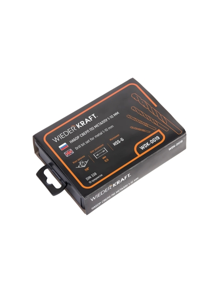 Набор сверл по металлу в металлическом кейсе (19 шт; 1-10 мм; шаг 0.5 мм; HSS-G) WIEDERKRAFT WDK-DG19