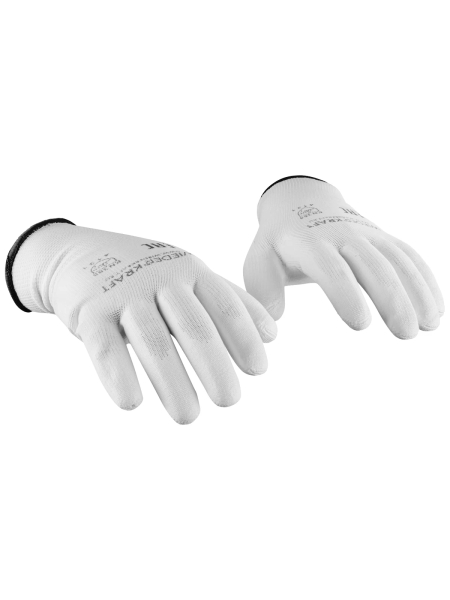 Белые лёгкие бесшовные защитные перчатки эргономичной формы из нейлона WIEDERKRAFT WDK-PU01W / XXL