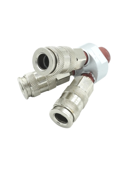 Разветвитель пневматический V-образный тройной (1/4"; рапид EURO) WIEDERKRAFT WDK-83MY