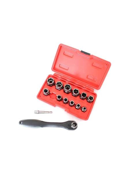 Экстракторы WIEDERKRAFT для болтов и гаек с адаптером, набор 8-19 мм WDK-65482