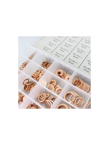 Набор медных шайб 580 шт WIEDERKRAFT WDK-214069