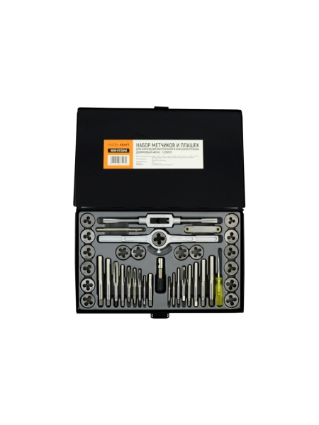 Набор метчиков и плашек 4NC40-1/2NF20 WIEDERKRAFT 40 предметов, дюймовая резьба WDK-DTI3040