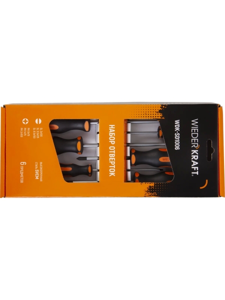 Набор профессиональных отверток WIEDERKRAFT SL+PH, 6 предметов WDK-SD1006