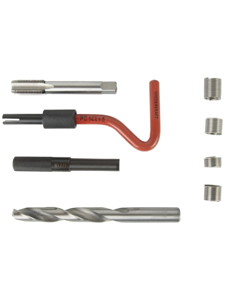 Набор для восстановления резьбы WIEDERKRAFT M14x1,5, 16 предметов WDK-ST1415