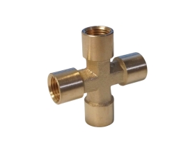 Фитинг X - образный WIEDERKRAFT резьба 1/4 PT, F-F-F-F (внутренний), латунь WDK-24FFB