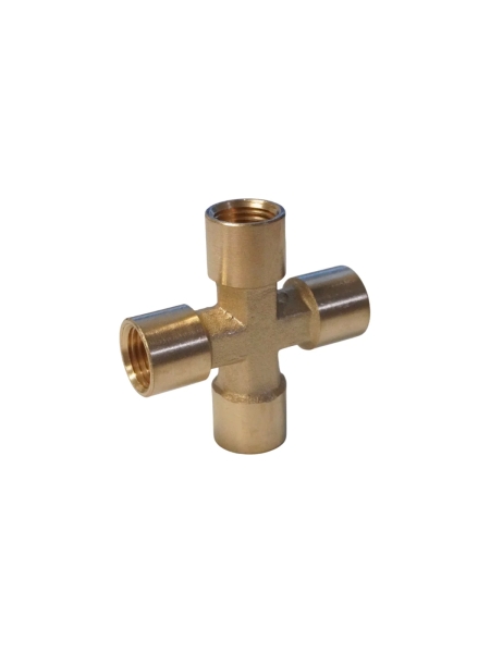Фитинг X - образный WIEDERKRAFT резьба 1/4 PT, F-F-F-F (внутренний), латунь WDK-24FFB