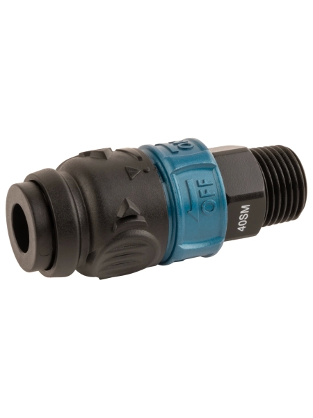 Композитное пневматическое быстроразъемное соединение WIEDERKRAFT с предохранителем, внешняя резьба M1/2 WDK-840SMS