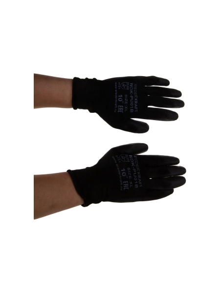 Защитные легкие бесшовные перчатки WIEDERKRAFT размер XL, пара WDK-PU01B/XL
