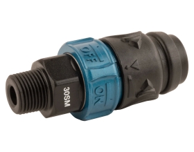 Композитное пневматическое быстроразъемное соединение WIEDERKRAFT с предохранителем, внешняя резьба M3/8 WDK-830SMS