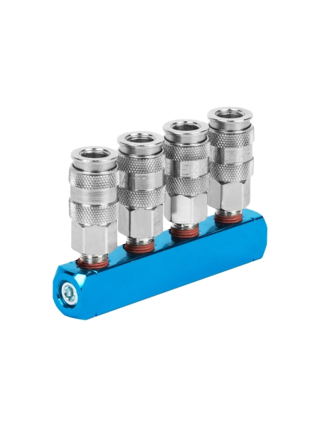 Разветвитель пневматический (1/4"F; 4 выхода рапид EURO) WIEDERKRAFT WDK-84MM