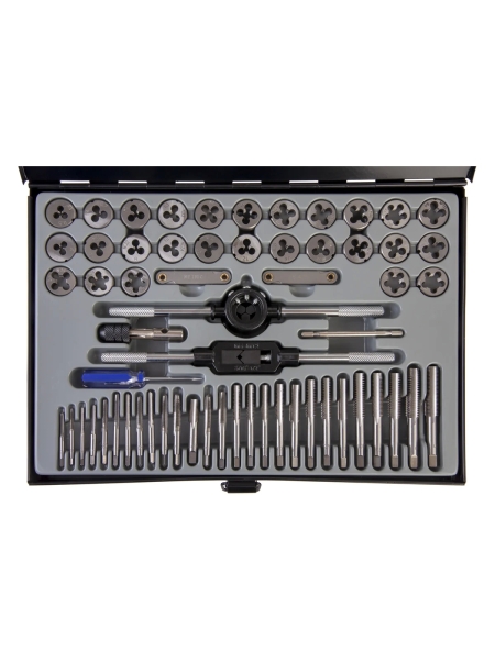 Набор метчиков и плашек WIEDERKRAFT М3-12 и 4-40 - 1/8NPT27, 60 предметов WDK-DT3060