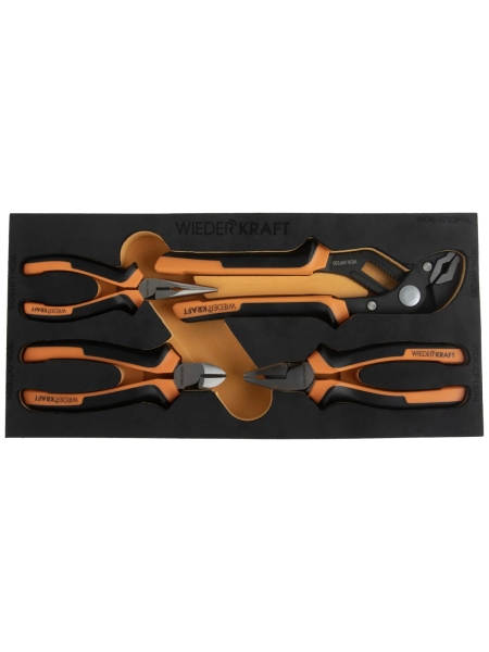 Набор шарнирно-губцевого инструмента WIEDERKRAFT в ложементе, 4 предмета WDK-3703PHL