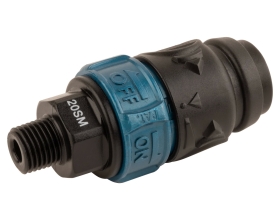 Композитное пневматическое быстроразъемное соединение WIEDERKRAFT с предохранителем, внешняя резьба M1/4 WDK-820SMS