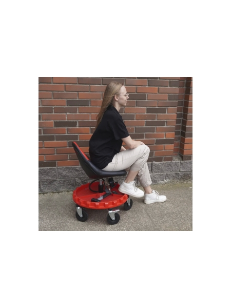 Табурет механика WIEDERKRAFT с лотком для инструмента, микролифтом, мягким покрытием и спинкой WDK-86012