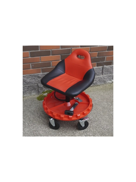 Табурет механика WIEDERKRAFT с лотком для инструмента, микролифтом, мягким покрытием и спинкой WDK-86012