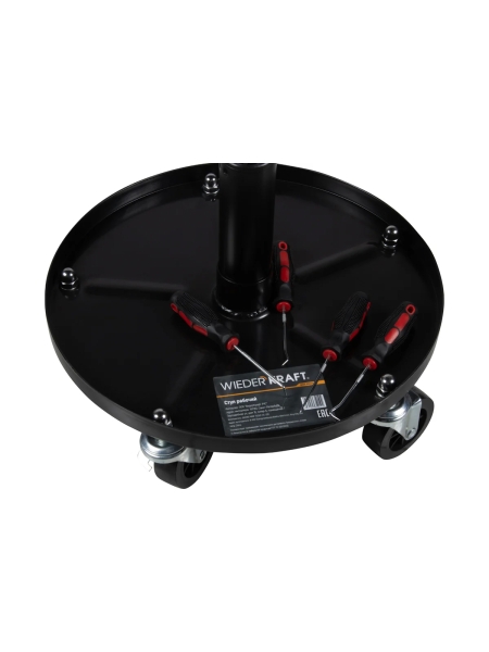 Рабочий стул для автослесаря WIEDERKRAFT с лотком для инструмента, табурет механика, сиденье для детейлера с микролифтом, стул мастерской WDK-86021