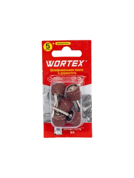 Шлифлента и держатель WORTEX для гравера 5 шт, Р60, диаметр 13 мм, ширина ленты 15 мм ETDB3215018