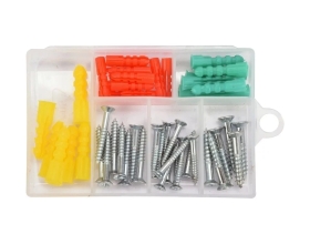 Набор крепежа YATO шурупы и дюбели, 52 предмета, пластиковый кейс YT-36505