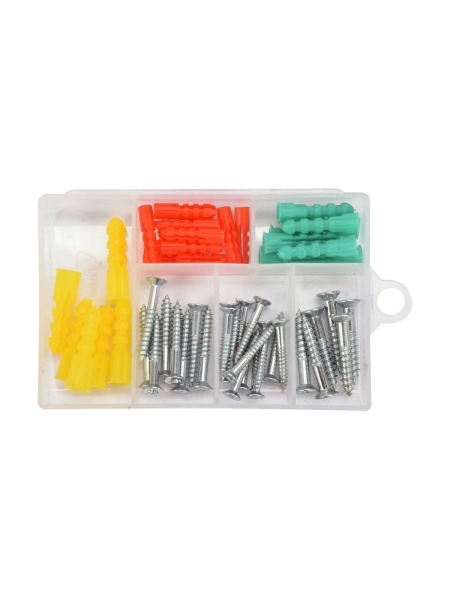 Набор крепежа YATO шурупы и дюбели, 52 предмета, пластиковый кейс YT-36505