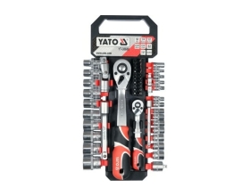 Набор торцовых головок YATO 1/4 1/2 10-24мм, биты, трещотки, удлинители, кардан, переходник 51 пр. YT-38680