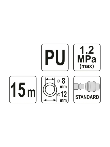 Шланг спиральный (15 м; 8х12 мм; PU) YATO YT-24209