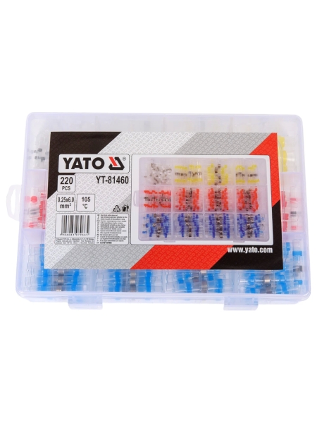 Набор термоусадочных трубок с припоем YATO 0,25-6мм2 220шт. (пластиковый кейс) YT-81460 377181460 092 1