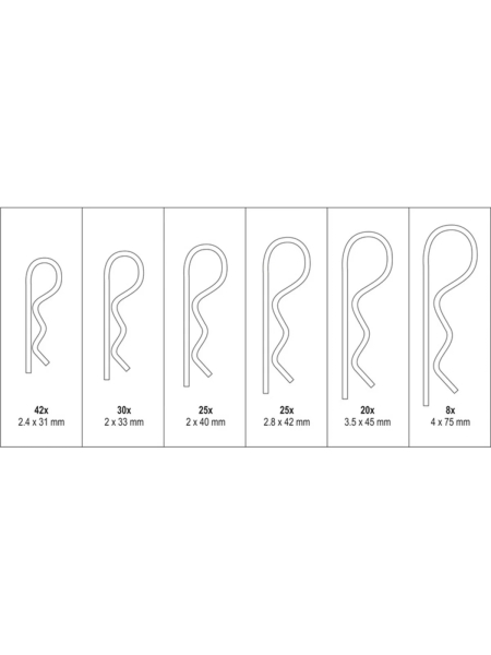 Набор шплинтов с фиксацией YATO 150 шт. (пластиковый кейс) YT-06883