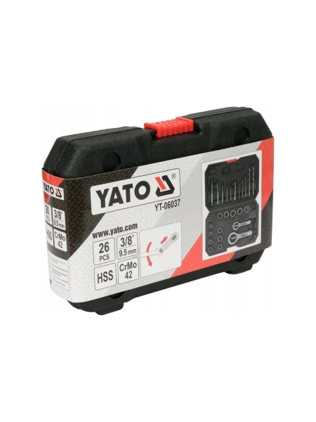 Набор головок для скрученных гаек YATO 26 предметов (пластиковый кейс) YT-06037