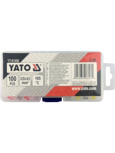 Набор термоусадочных трубок с оловом YATO 100шт. (пластиковый кейс) YT-81450 377181450 092 1