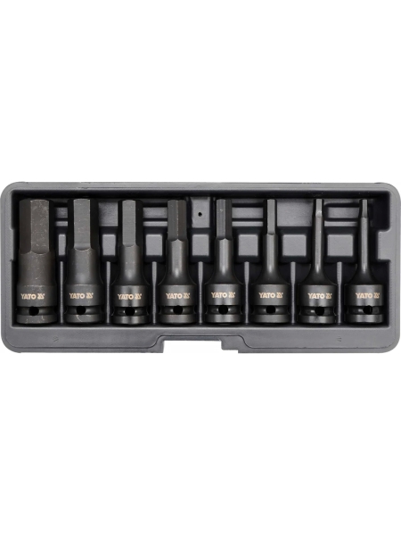 Набор ударных головок-бит YATO HEX 1/2" 8пр YT-1066 37141066 092 1