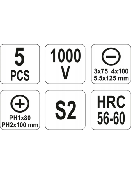 Набор диэлектрических отверток YATO 5шт. YT-2827