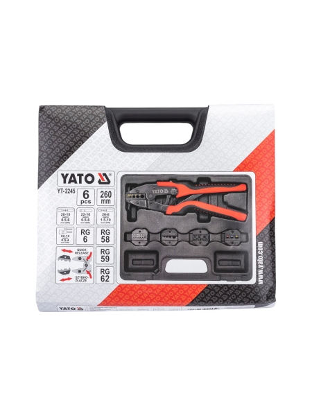 Пассатижи для обжима и зачистки проводов в наборе YATO 6 предметов (пластиковый кейс) YT-2245