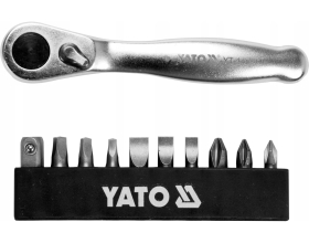 Набор бит с трещоткой YATO 1/4", 11 предметов YT-14390
