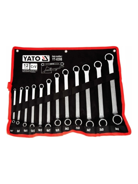 Набор ключей накидных изогнутых YATO 6-32мм 12шт "САТИН" YT-0398 37140398 092 1