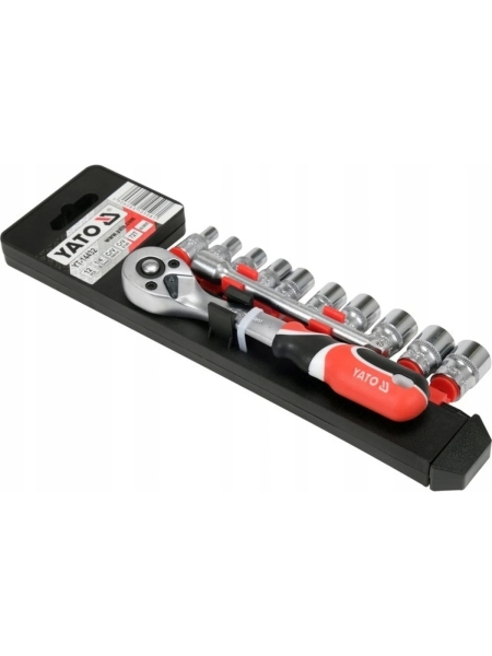 Набор торцовых головок YATO 1/4 4-13мм с трещоткой и удлинителем 12 предметов (пластиковая кассета) YT-14432