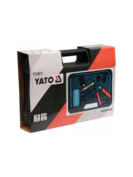 Вакуумный насос с принадлежностями YATO 16 предметов, пластиковый кейс YT-0673