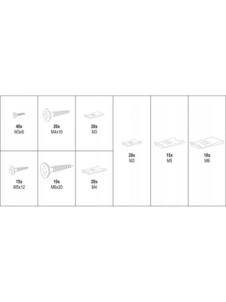 Набор саморезов и металлических клипс YATO 170 шт. (пластиковый кейс) YT-06780