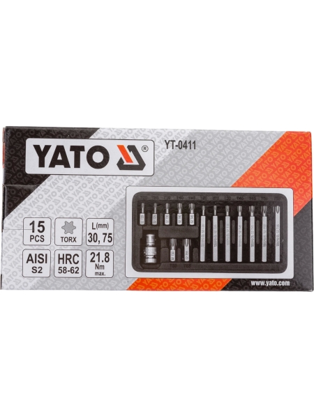 Набор бит YATO 1/2 15 предметов TORX YT-0411 36140411 092 1