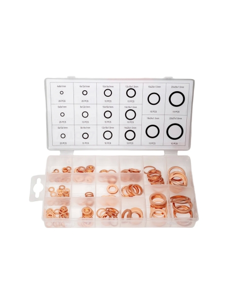 Набор мягких медных шайб 220 шт, YATO YT-068721