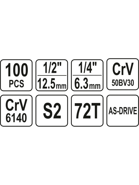 Набор инструментов YATO 100 предметов с шуруповертом AKU YT-12685