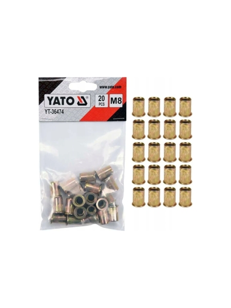 Резьбовая заклепка YATO сталь М8 20 шт YT-36474 394936474 092 1